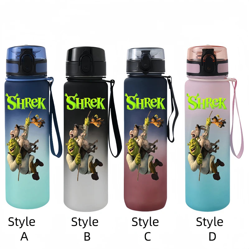Shrek  650ml Cartoon Characters Portable Water Cup Large Capacity Outdoor Plastic Leak-proof Water Bottle Children's Gift