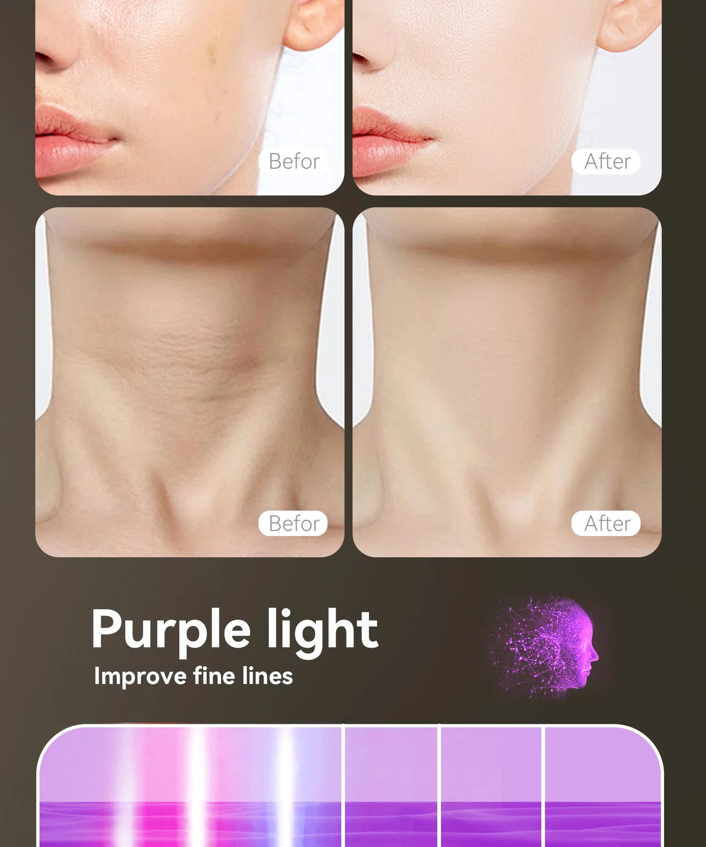 Hello Face Rechargeable Red Light Therapy Mask for Face & Neck  Infrared LED Mask Skincare Device for Glowing Skin