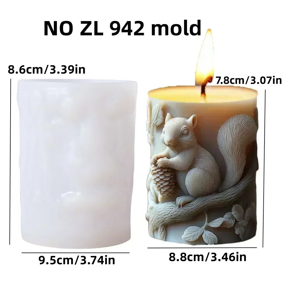 DIY elk relief cylindrical candle silicone mold sika deer flower relief resin mould Forest sika deer gypsum molds Christmas gift