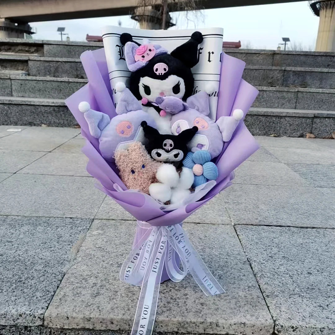 MINISO Anime Hello Kitty Kuromi Bouquet Cinnamoroll  Anime Plush Doll Toy  Valentine's Day Birthday Christmas Gift