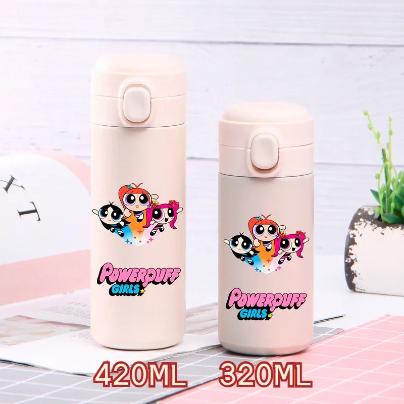 320ml/420ml The Powerpuff Girls Portable Large Capacity Sport Water Bottle Children Drinking Cup Thermal Stainless Steel