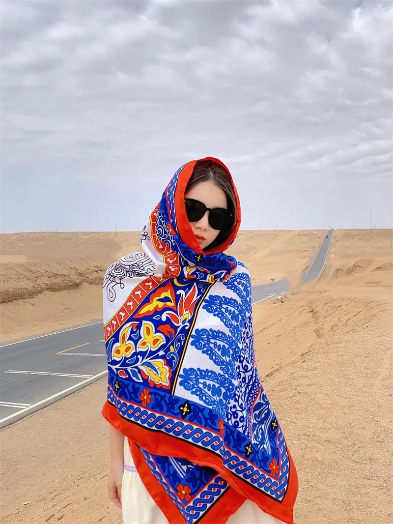 Travel Beach Sunscreen Scarves for Women Bikini Large Sarong Wrap Scarf Brazilian Swimsuit Bathing Cover-ups 17 Styles 90x180cm