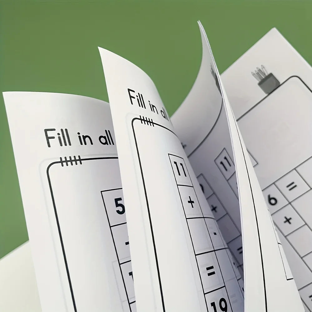 32-Page Math Fill-In-The-Blank Puzzle Activity Book: Children's Addition and Subtraction Exercise Book |   Learning and Education Writing Aids |   Family Education, Classroom Essential Interactive Learning Book, Durable Arith