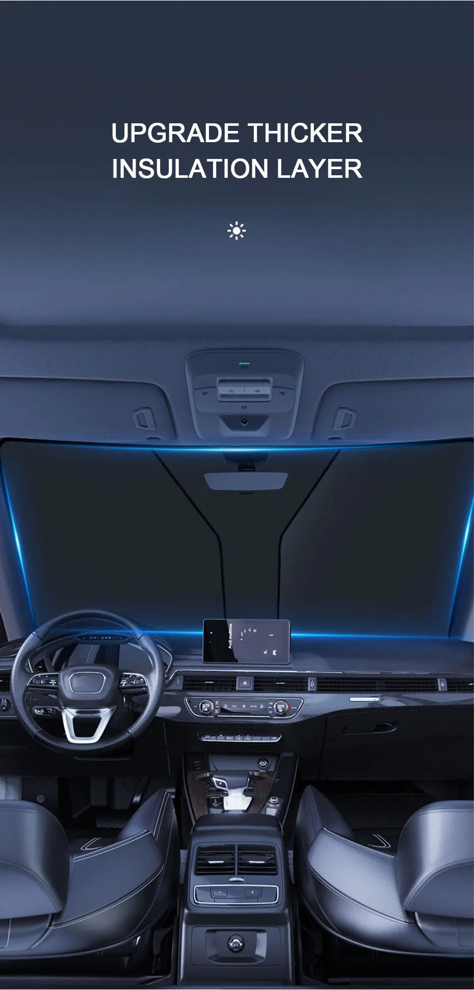 SEAMETAL Foldable Car Windshield Sun Shade Front Window Curtain Summer UV Refletive Sun Protection Cover Car Windscreen Sunshade