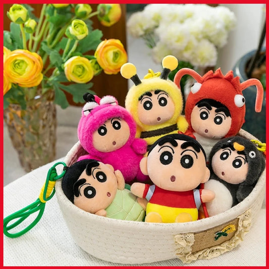 Penguin Crayon Shin-chan Plush Toy Keychain Girl Cute Bee Backpack Pendant Crayfish Doll Car Hanging Decoration Christmas Gift