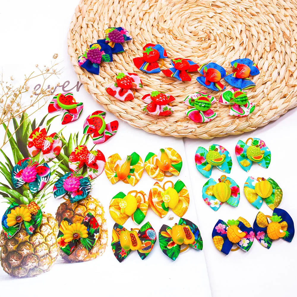Bulk Dog Hair Bow Summer Fruit Small Dog Bows Fashion Hair Bows Rubber Cute Pet Dog Grooming Accessories For Small Dogs Cats