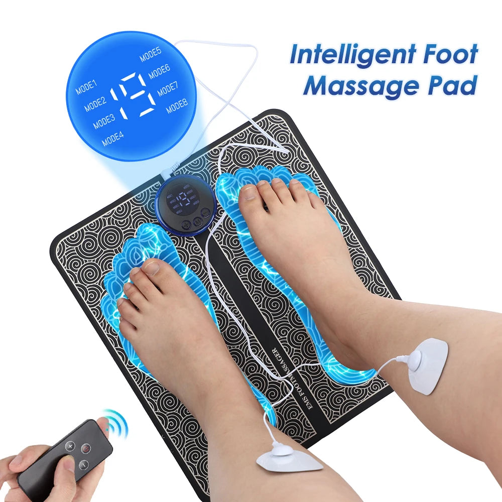 Electric Foot Massager With Electrode Patch Muscle Stimulation Blood Circulation RF EMS Pulse Foot Massage Mat Physiotherapy Pad
