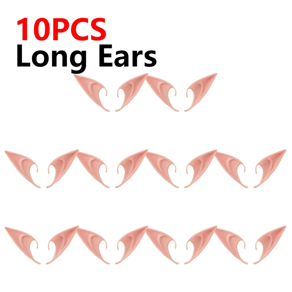 10-1Pair Halloween Angel Elf Ears Fairy Cosplay Latex Ears Halloween Decoration Monster Ears Vampire Cosplay Costume Accessories