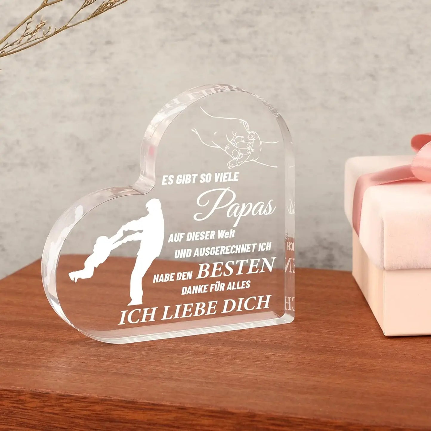 Gifts for Dad, Heart Shaped Acrylic Sign Gift for Best Dad Christmas Birthday, Father's Day Gifts for Dad Father of Children