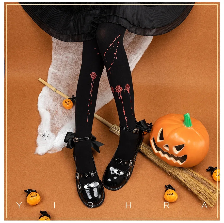 Japanese Gothic Lolita Halloween Party Pantyhose Thigh High Socks Long Compression Socks Ladies Sexy Cotton Stocking Socks
