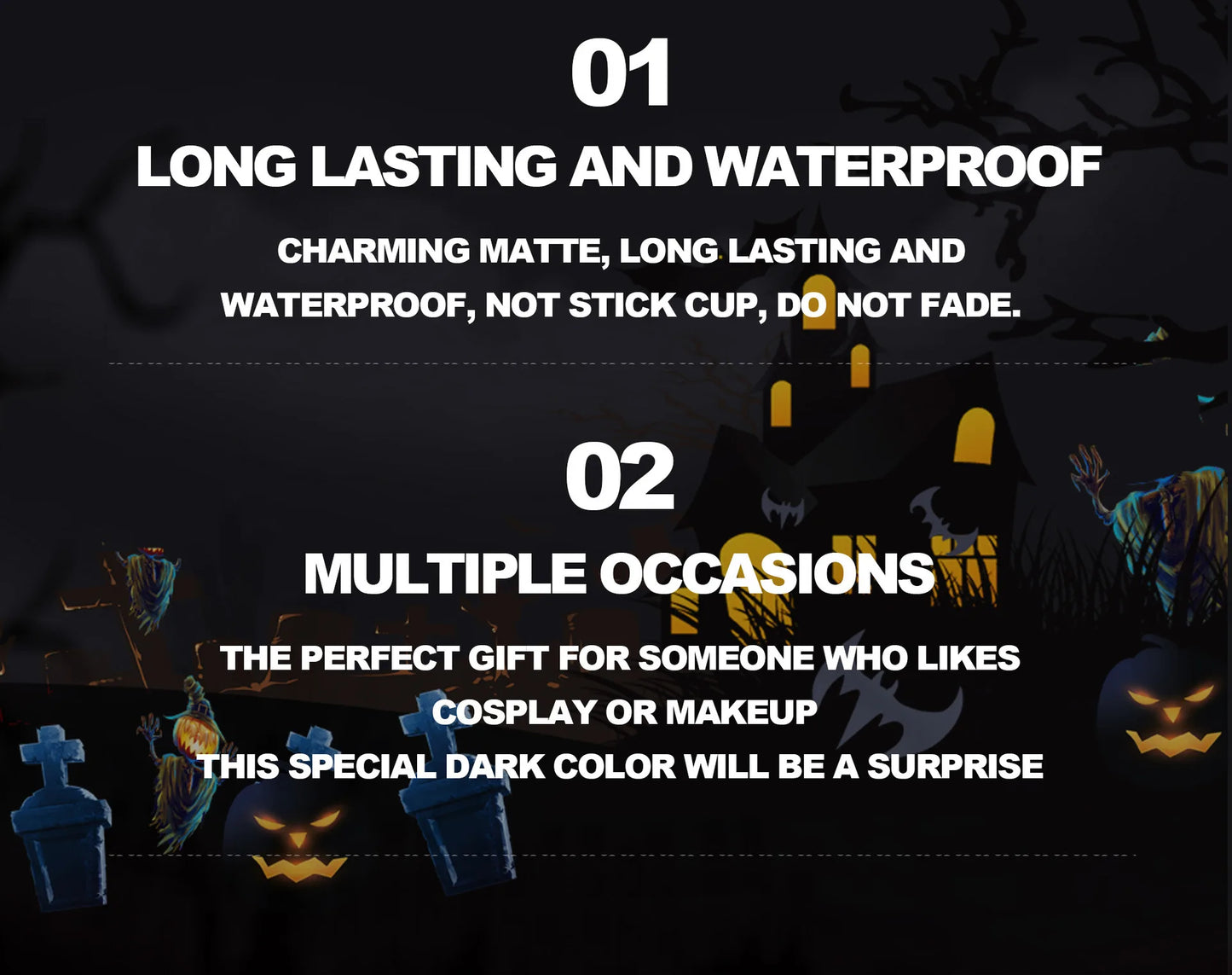 Vampire Black Purple Halloween Christmas Lipstick Moisturizing Waterproof Matte Lip Glosses Pigmented Lip Tint Makeup