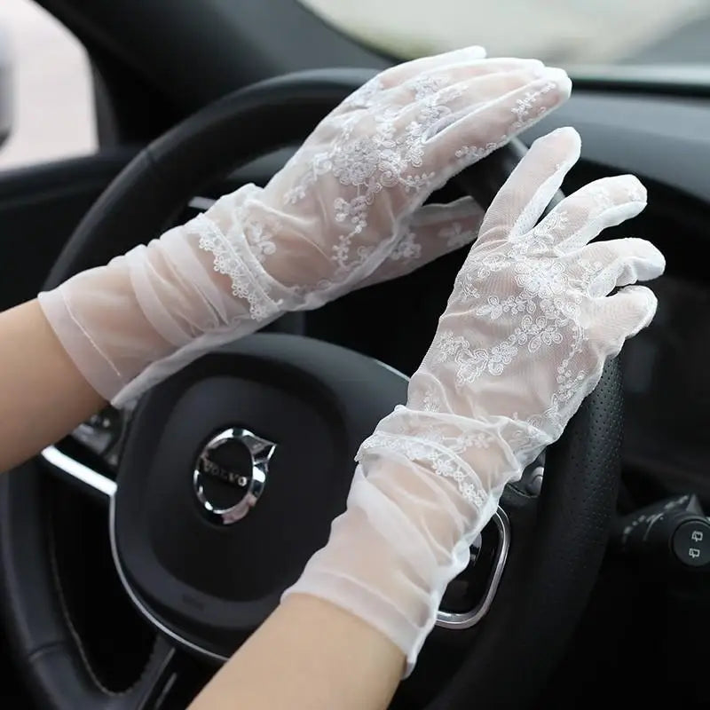 Lace Short Breathable Sun Protection Non-Slip Drive Women Thin New Gloves High Quality Ruffles Elegant Etiquette Soft