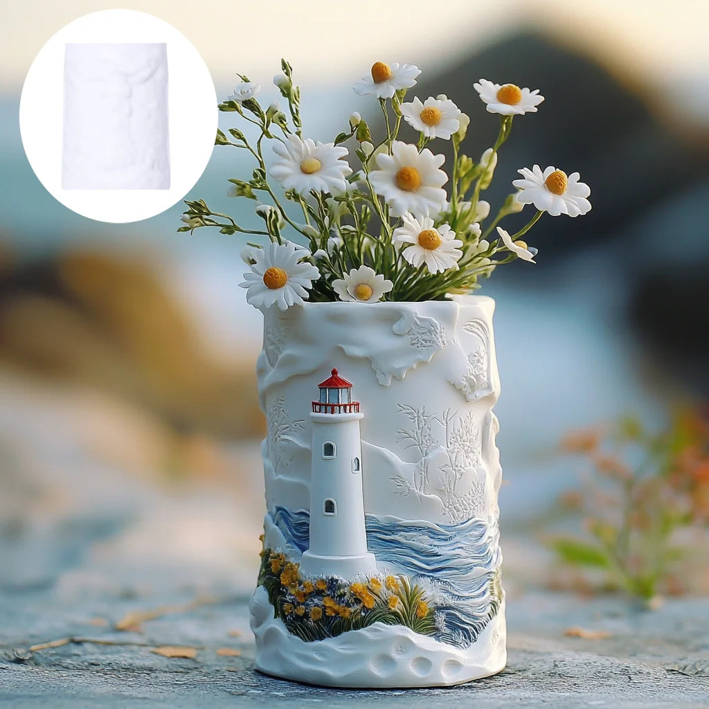 Windmill Town Succulent Plant Pot Silicone Mold  Windmill Town House Relief  Flower Pot Resin Mold Dream house storage box molds