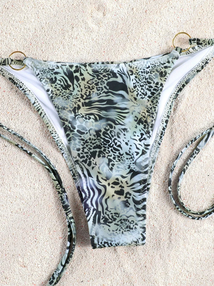 Miyouj Push Up Bikinis Print Swimwear Women Sexy Swimsuit Bandage Bikini Set 2024 Beachwear String Bathing Suits Micro Biquini