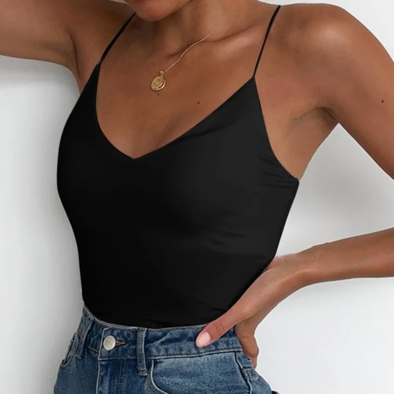 Summer Sexy Women Thin Wild Solid Camis Vest Tank Tops Female Strap Basic Tops Slim Sleeveless Camisole