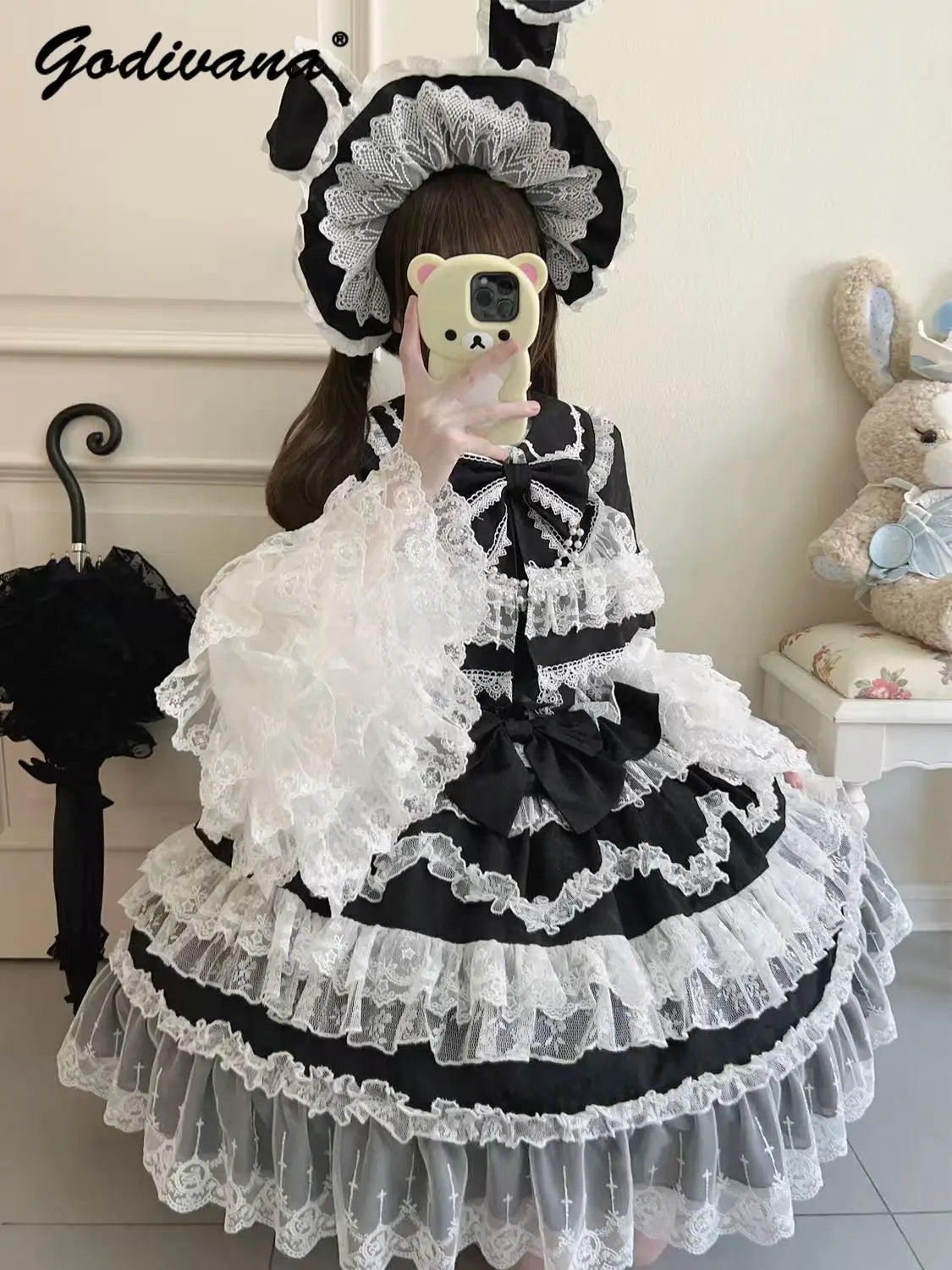 Original Lolita Dress Cape Set New Spring Autumn Sweet Girl Lace Princess Jsk Cake Dress Fairy Suspender Dress Shirt Outfit