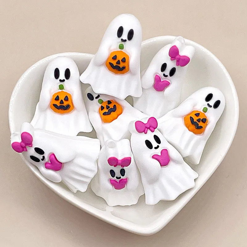 20pcs Halloween 3D Silicone Beads Stereo Ghost Shape For Jewelry Making DIY Pen KeyChain Necklace Accessories Silicone Beads