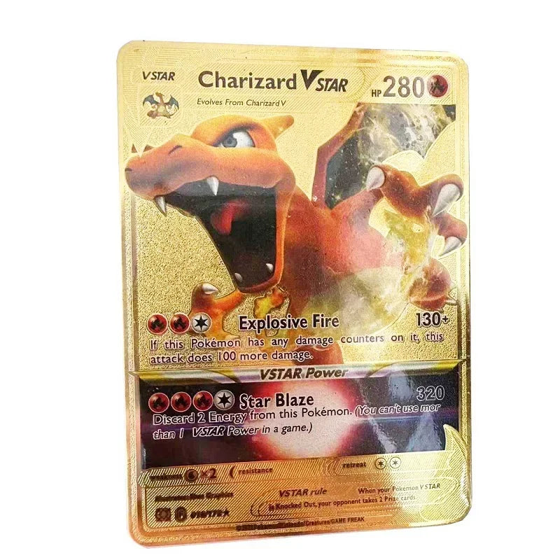 Pokemon Metal Card 10000 Points Arceus Charizard Raichu Super Card Golden English Mewtwo Vmax GX EX Christmas gift
