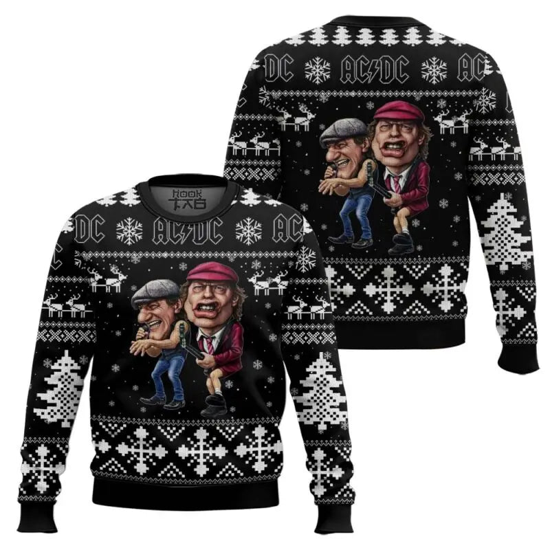 ACDC Ugly Christmas Sweaters Funny Holiday Party Pullover Angus Young Band Plus Size Xmas Sweaters for Men Christmas Gift 2026