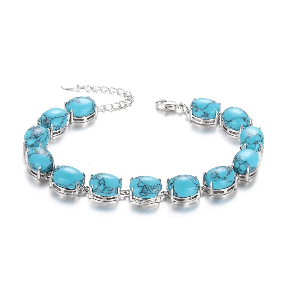 Natural Labradorite Bracelet 925 Sterling Silver Bracelet Turquoise Amethyst Gemstone Bangle Party Anniversary Gift Jewelry