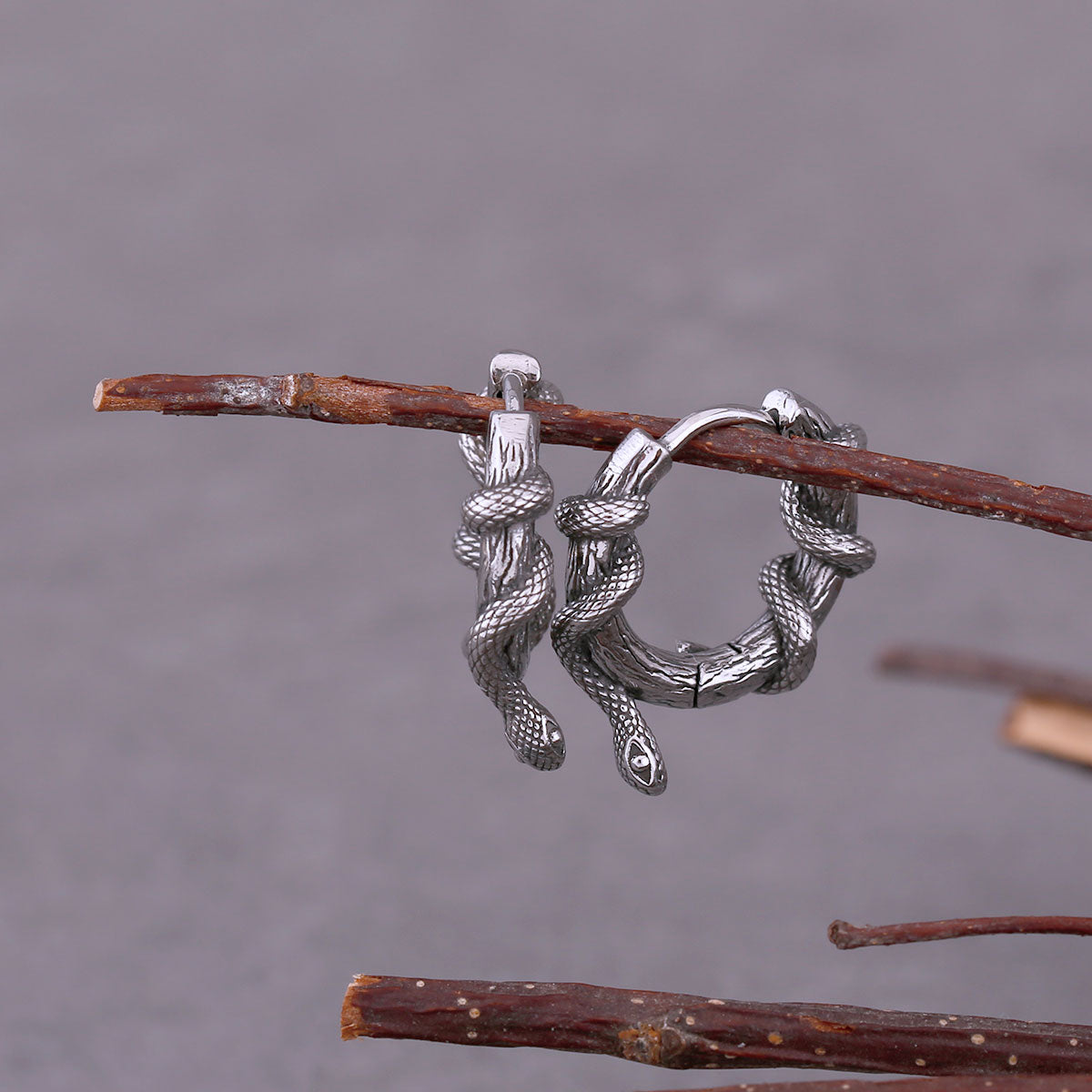 Original Design Winding Small Snake Earrings Viking High-quality Stainless Steel Earrings Accessories Jewelry for Men and Women