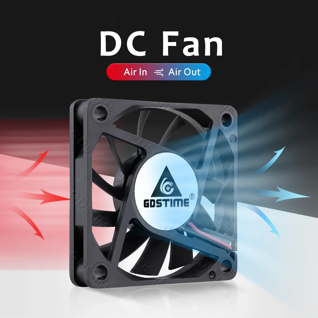 Gdstime 60mm 6cm Brushless Cooler USB 2Pin 3Pin DC 5V 12V 24V Fan 60x10mm 6010 Dual Ball for Computer Pc Cpu Case Cooling Fan