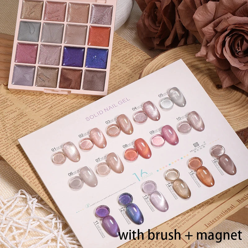 2025 16 Colors Maillard White Cat Eye Solid Cream Varnish Gel Polish Gel Solid Nail Gel Palette Paint Nail Art UV Gel With Tools