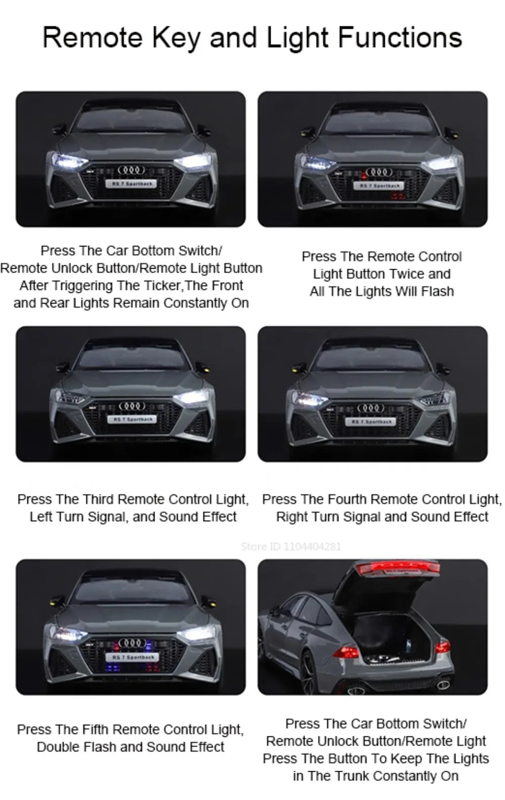 1:18 RS7 Range Rover Alloy Car Model Diecast Toy Sound Light 6 Doors Opened Shock Absorption Miniature Vehice Kid Christmas Gift