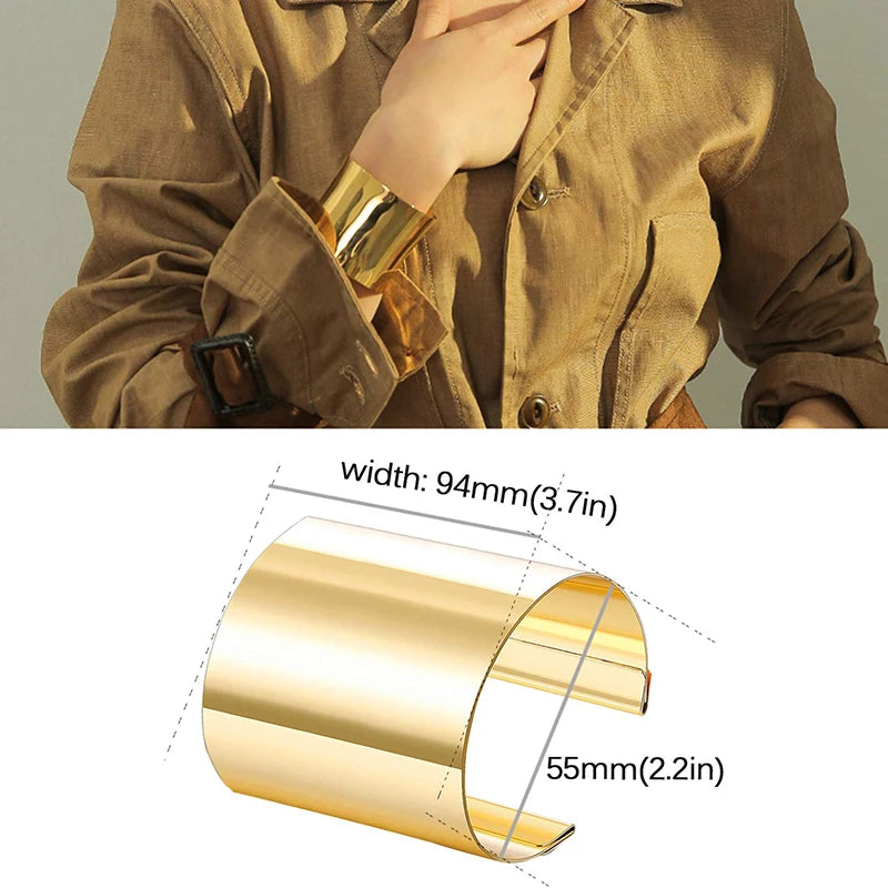 FTCY 6 Pcs Cuff Bangle Bracelet for Women Gold Color Open Wide Wire Bracelets Women's Wrist Cuff Wrap Bangles