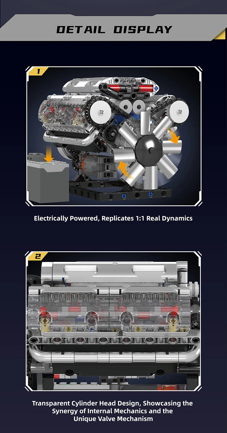 Mould King 10088 The V8 Engine Building Block Assembly Technical Car Brick Set Educational Car Engine Toys Kids Christmas Gift