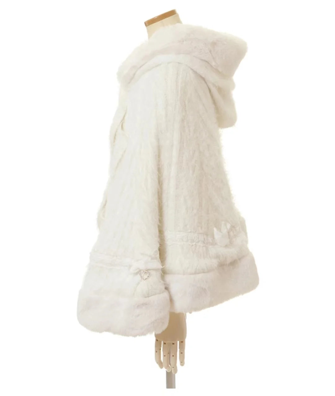 Japanese Sweet Soft Thick Women's Double-Layer Big Ribbon Hooded Knitted Cloak 3 Colors Autumn and Winter Ponchos Warm Jacket