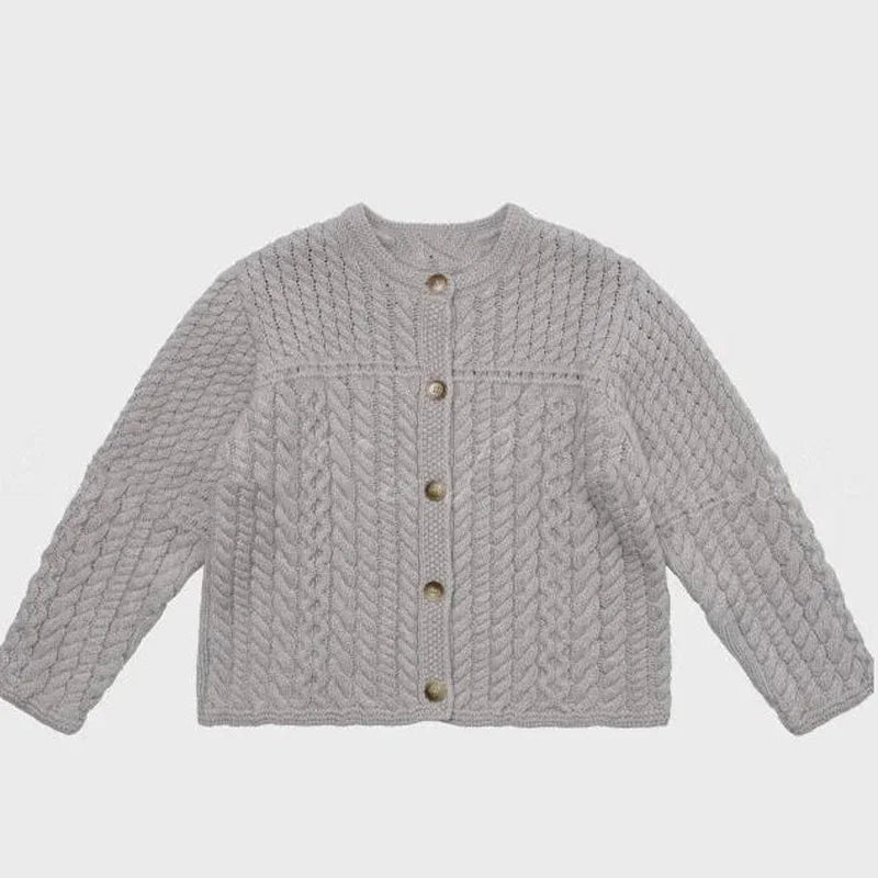 2025 Lou Autumn Girls Blouse and Skirts Set Vintage Kids Sweaters Knitted Cardigan Casual Pant Winter Warm Outwear Coats Suit