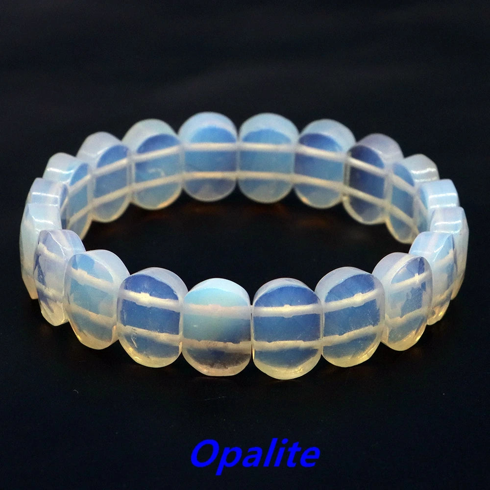 8x14mm New Natural Cut Square Beads Strand Elastic Bracelets Amethyst Healing Crystal Energy Rectangle Bangle Women Jewelry Gift