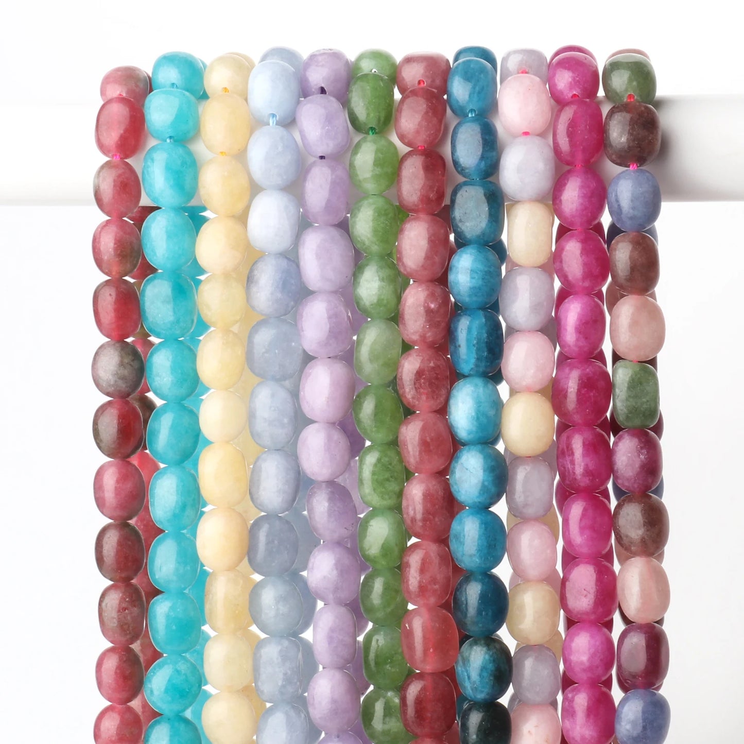 9x11mm Oval Natural Stone Tourmaline Peridot Apatite Bead Smooth Loose Beads for Jewelry Making Supplier DIY Charm Bracelet 15''