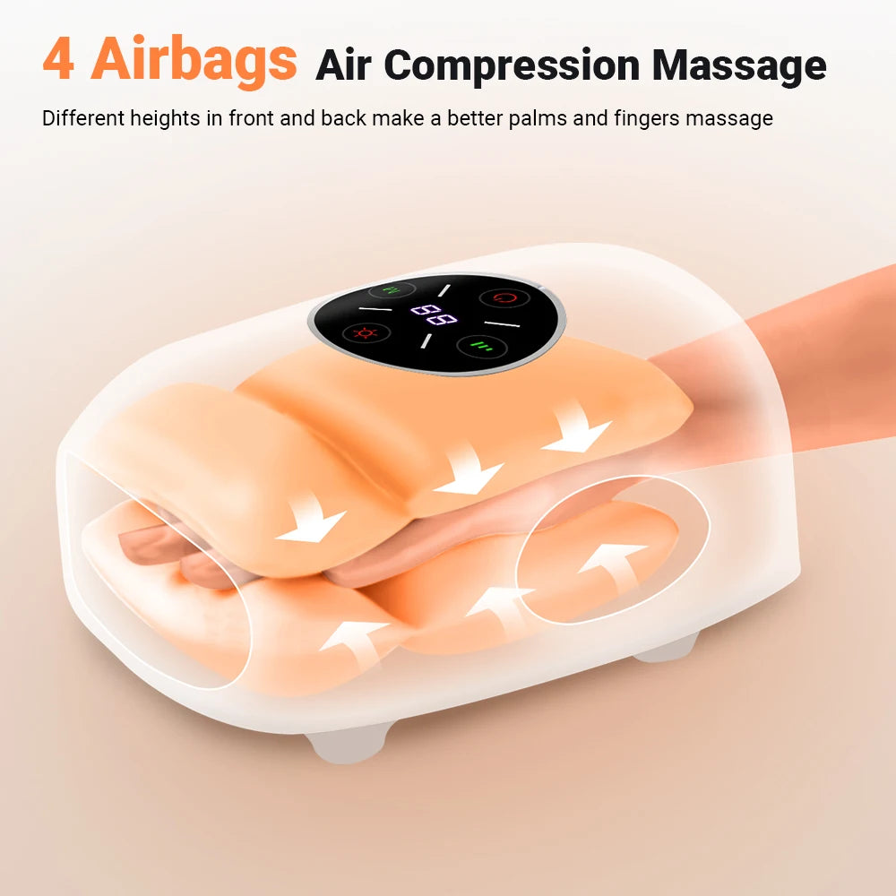 Electric Hand Massager with Air Compression Heat Cordless Palm Finger Massage Machine for Arthritis Finger Numbness Pain Relieve