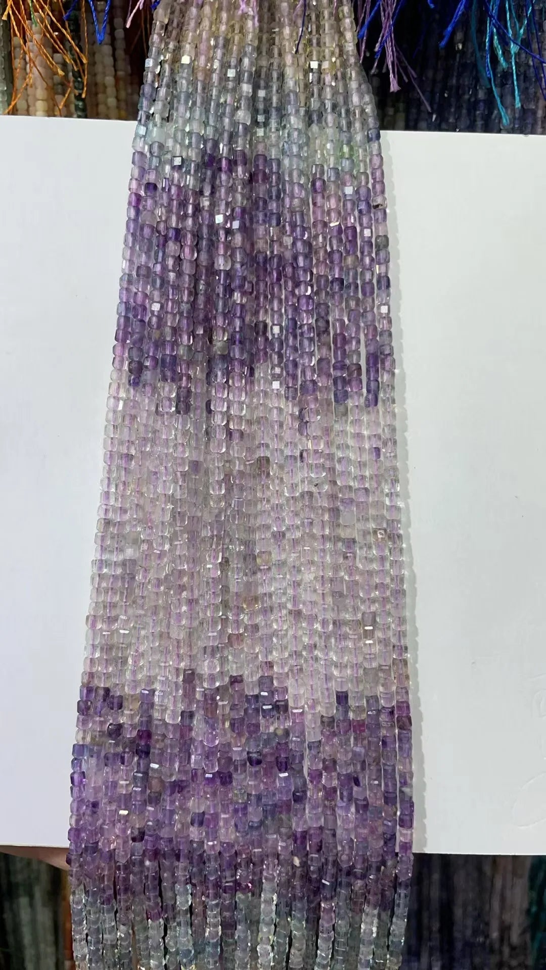 Natural Rainbow Tourmaline Cube Faceted 2.5X2.5mm Length38.5cm