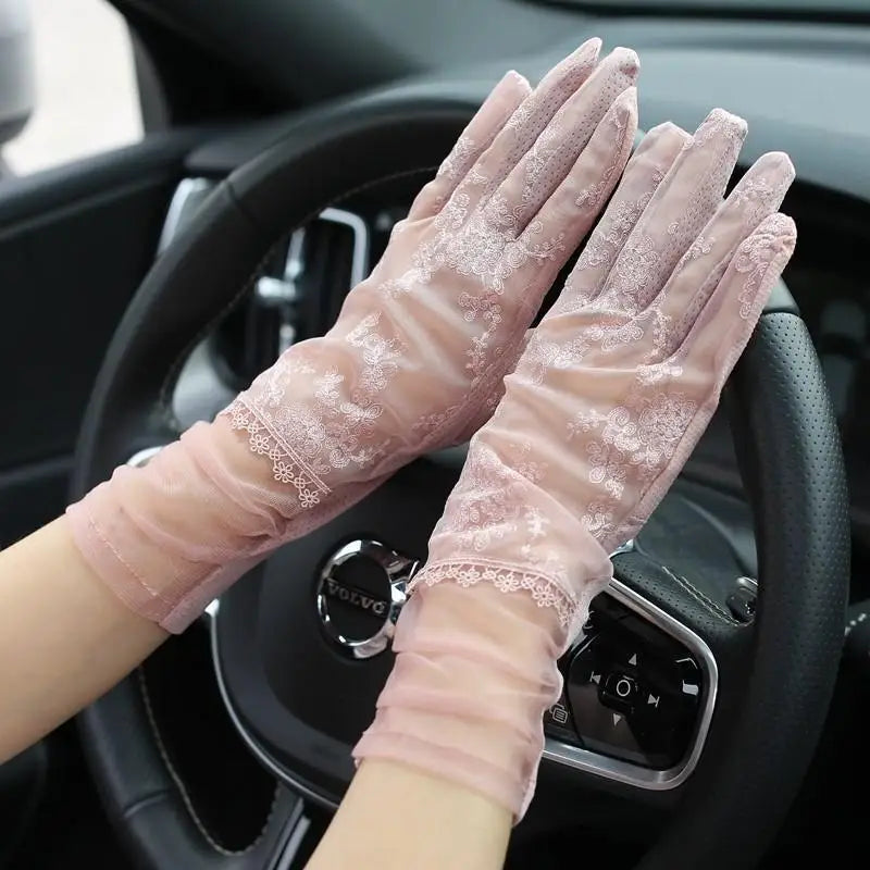 Lace Short Breathable Sun Protection Non-Slip Drive Women Thin New Gloves High Quality Ruffles Elegant Etiquette Soft