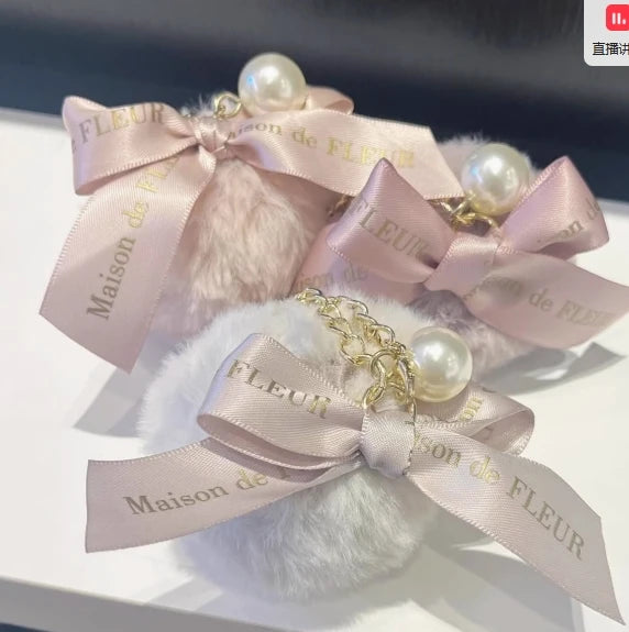 Japanese New Sweet Cute Rabbit Bear Rhinestone Bow Pendant Sweet Kawaii Girl Female Bear Bag Charm Pendant Keychains