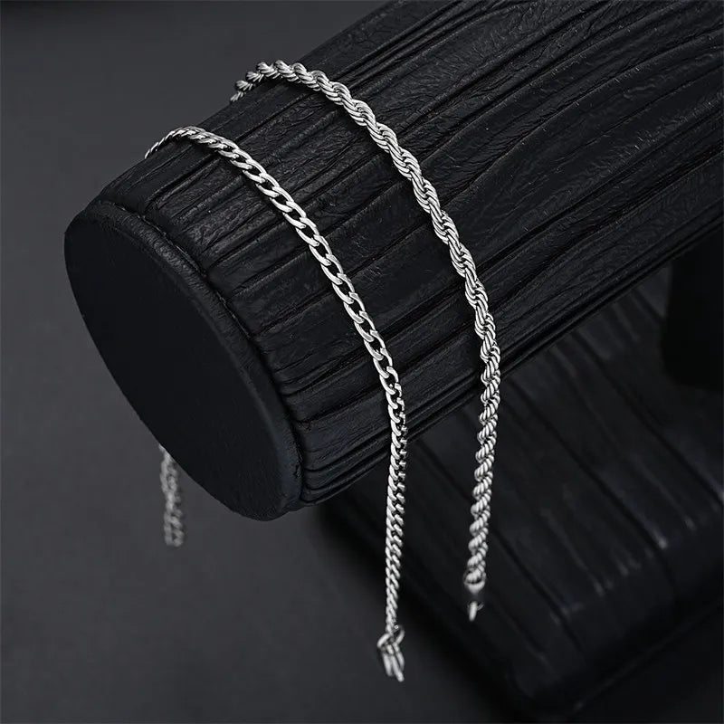 Men Stainless Steel Chain Bracelet for Women Hand Bangle Gold/Silver Color Foot Ankle Anklet Jewelry Accessories DIY Gift
