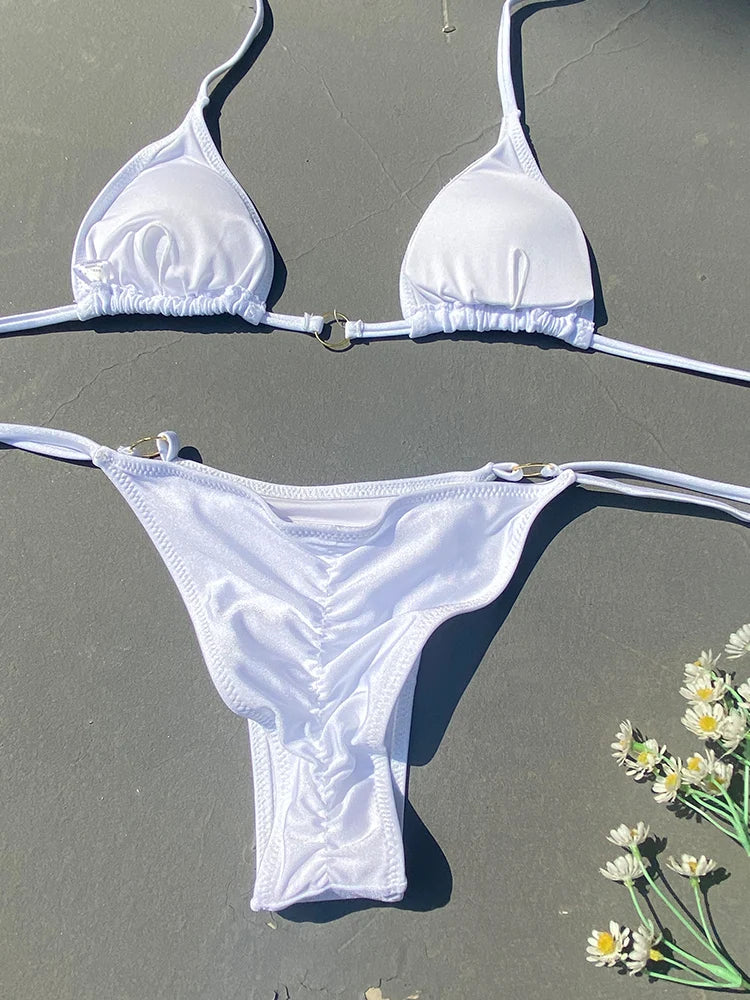 Miyouj Bandage Bikinis Sexy Swimwear Women Swimsuit Triangle Bikini Sets 2025 Bathing Suits Micro Thong Print Swimsuits