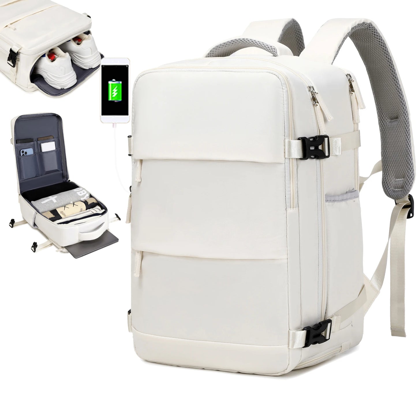 Travel backpack, can hold 15.6-inch laptop backpack, suitable for men and women with waterproof shoe compartment backpack