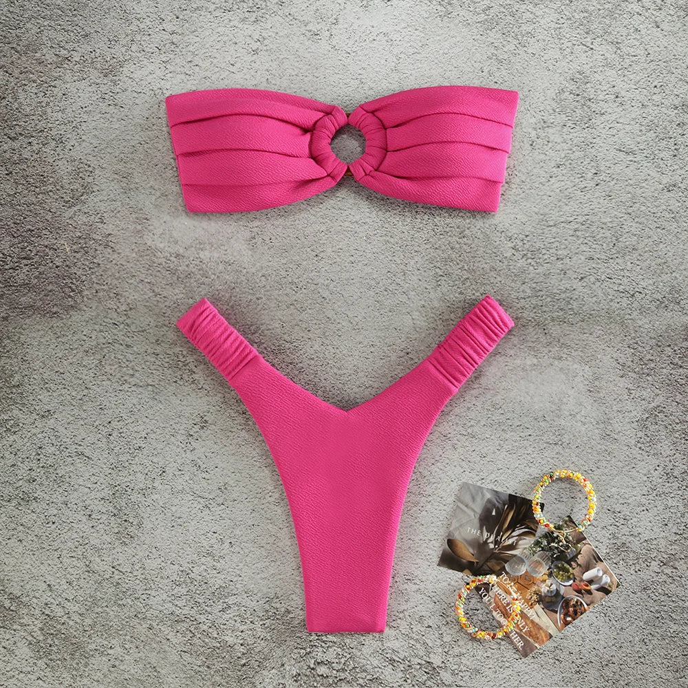 Micro Bikini Push Up Women Swimsuits 2024 Sexy Female Swimwear Brazilian Bikini Set Thong Biquini Swim Suits Solid Beachwear