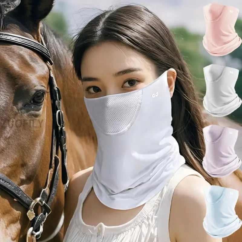 Summer Sunscreen Ice Silk Mask Neck UV Protection Face Cover Sunscreen Face with Outdoor Cycling Sun Protection Veil Tube Scarf