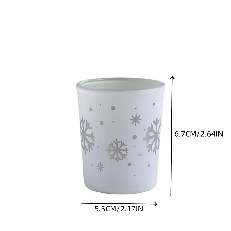 1Mini Christmas Tree Elk Snowflake Candle Holder Glass Small Candle Cup Christmas Gift Home Store Decoration Ornament