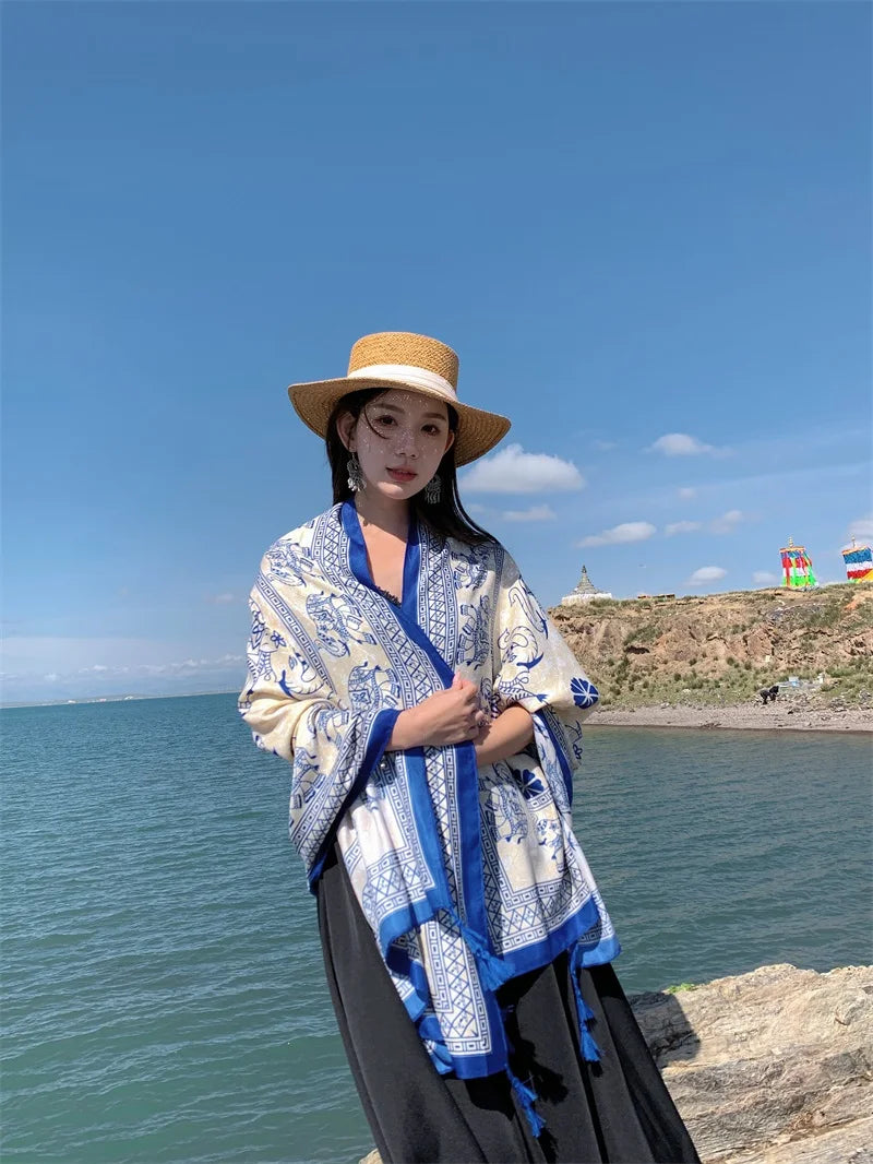 Travel Beach Sunscreen Scarves for Women Bikini Large Sarong Wrap Scarf Brazilian Swimsuit Bathing Cover-ups 17 Styles 90x180cm