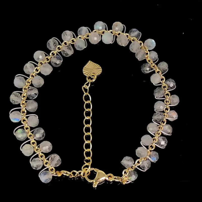 natural multifaceted 3-4mm stone Tourmaline garnet crystal quartz bracelet Women Jewelry Party /Wedding Luxury Gift Set Handwork