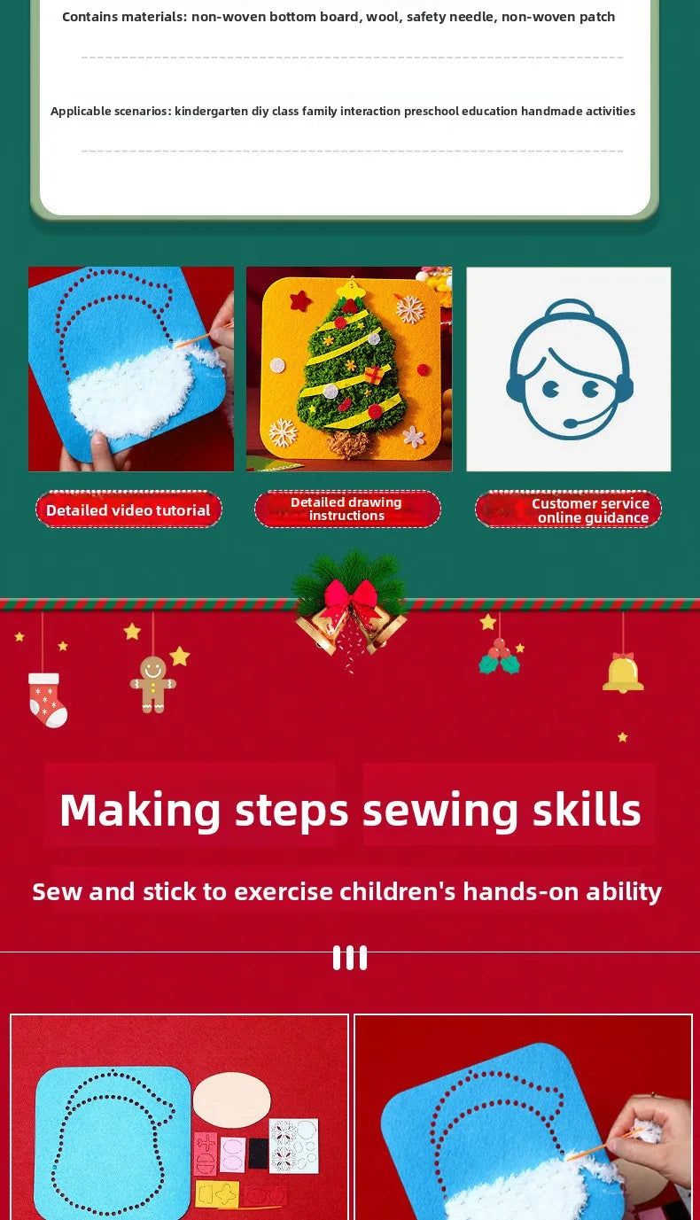 1-10PCS Christmas Gift DIY Felt Sewing Kit for Kid Handicraft Activity Preschool Toy Thread Painting Educational Craft Materials