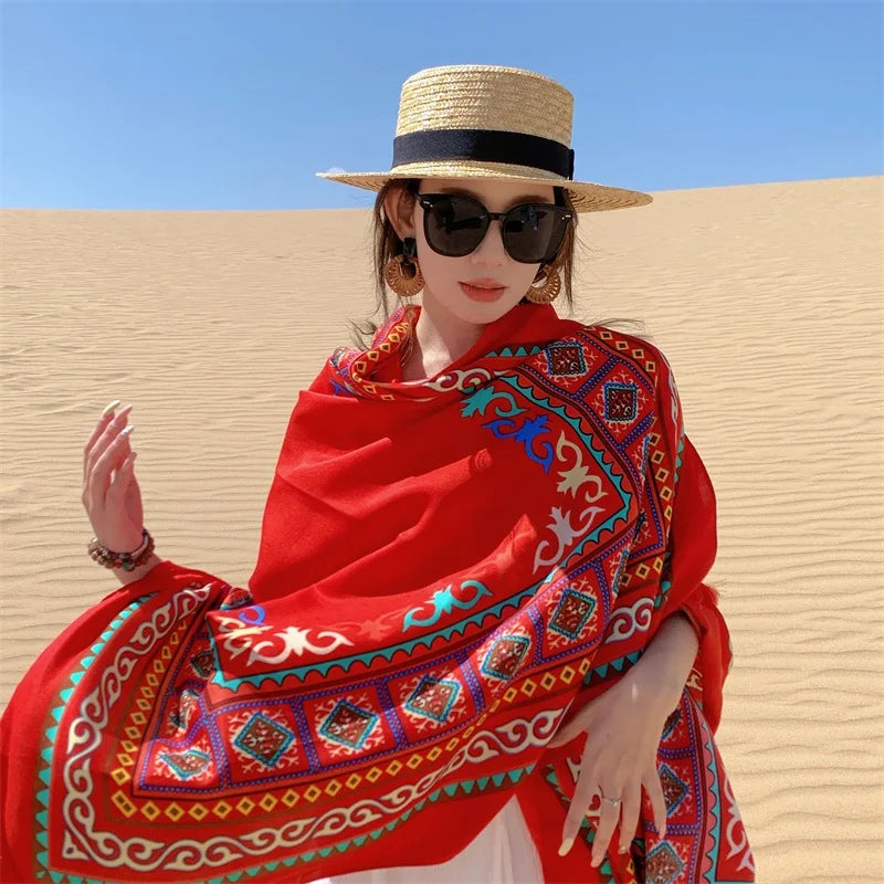 Travel Beach Sunscreen Scarves for Women Bikini Large Sarong Wrap Scarf Brazilian Swimsuit Bathing Cover-ups 17 Styles 90x180cm
