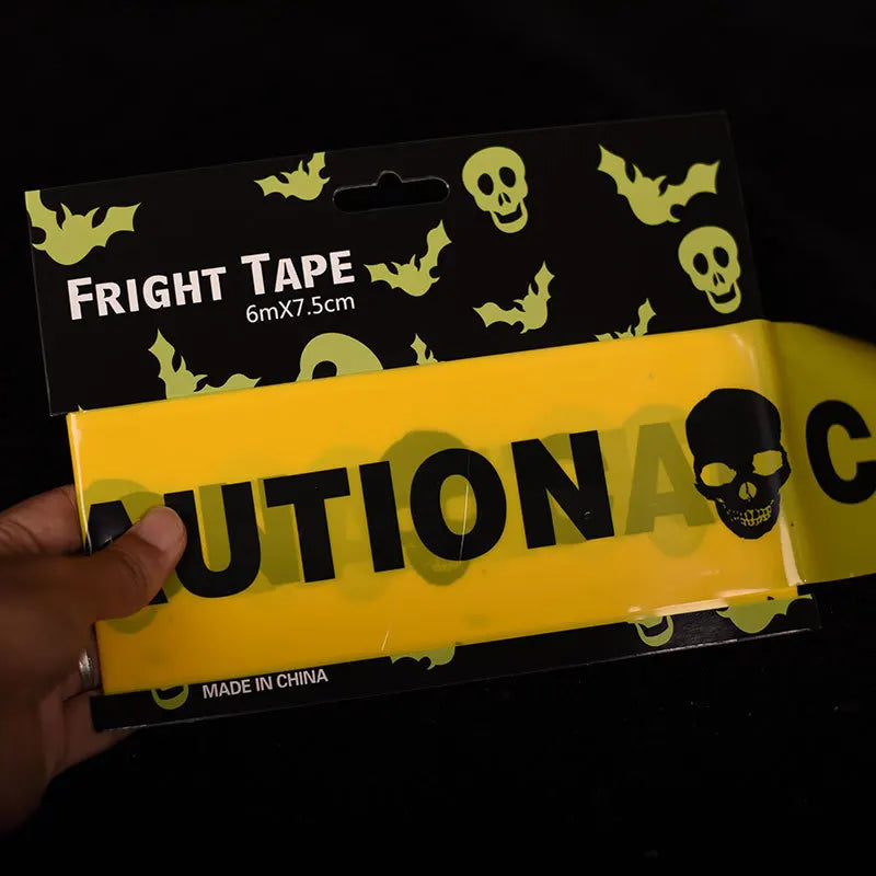 Halloween Yellow Isolation Warning Tape with Bold Danger Signs Durable Plastic Material for Yard Haunted House Party Decoration