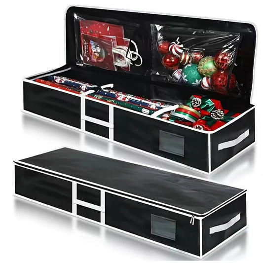 Christmas Gift Wrap Storage Bag Wrapping Paper ContainersUnderbed Storage Organizer with Reinforced Handles Christmas Decoration